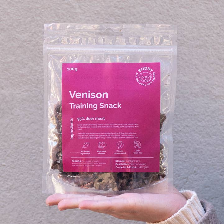 Snacks d'entraînement - Venison 100g pour la vente par Buddy Pet Foods