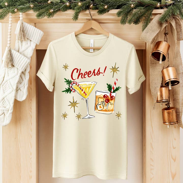 CHEERS HOLIDAY GRAPHIC TEE for wholesale by Haverly and Co.