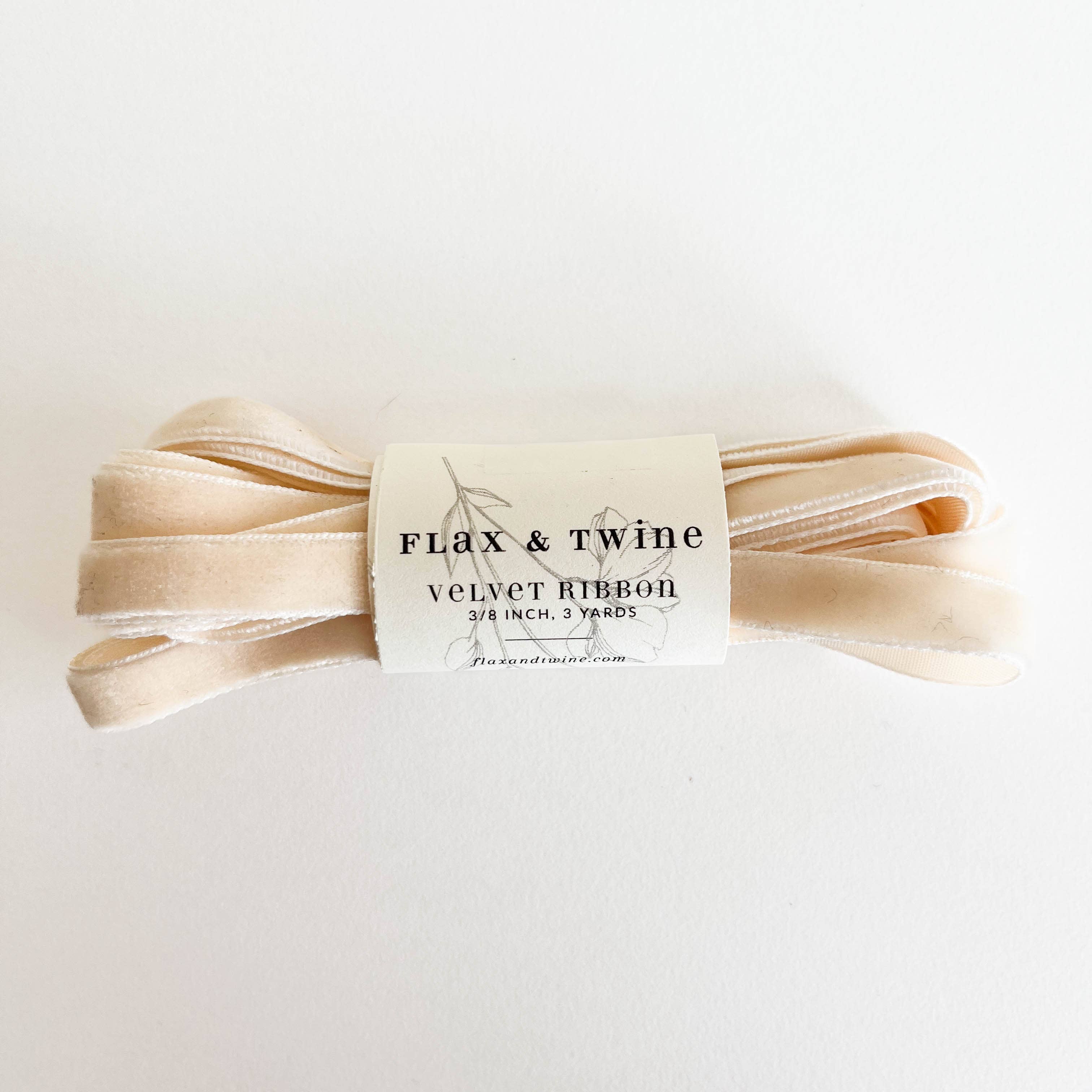 Flax & Twine – wholesale Ribbon – Gift wrapping – Flax & Twine 3/8" Velvet Ribbon - 3 Yards0