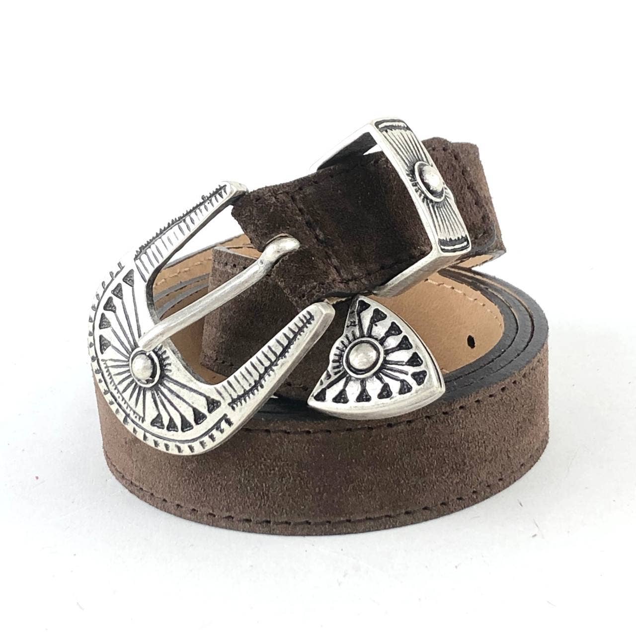 MILANO AMOUR - Vente Ceinture – femme - Ceinture Tris en daim véritable cuir, fabriquée en Italie2