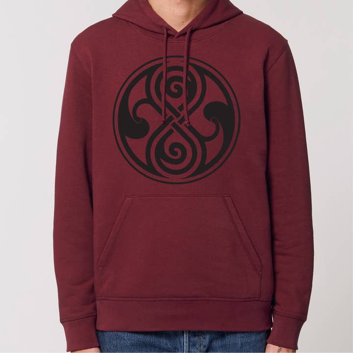 Felpa con cappuccio unisex Seal of Rassilon per la vendita all'ingrosso da parte di Meeplings | Handmade in Berlin