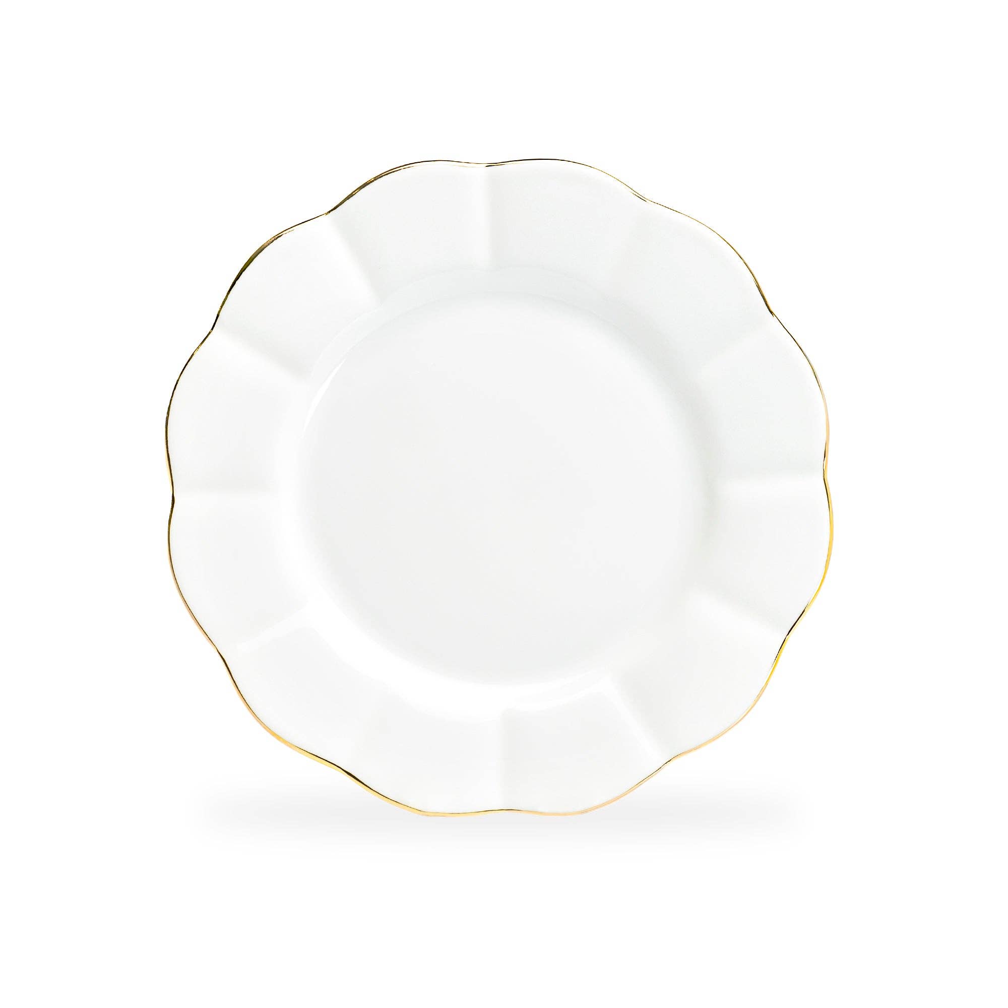 Grace Teaware - Vente Assiette - Assiette à dessert en porcelaine fine en forme de pétoncle en or blanc de 8 po1