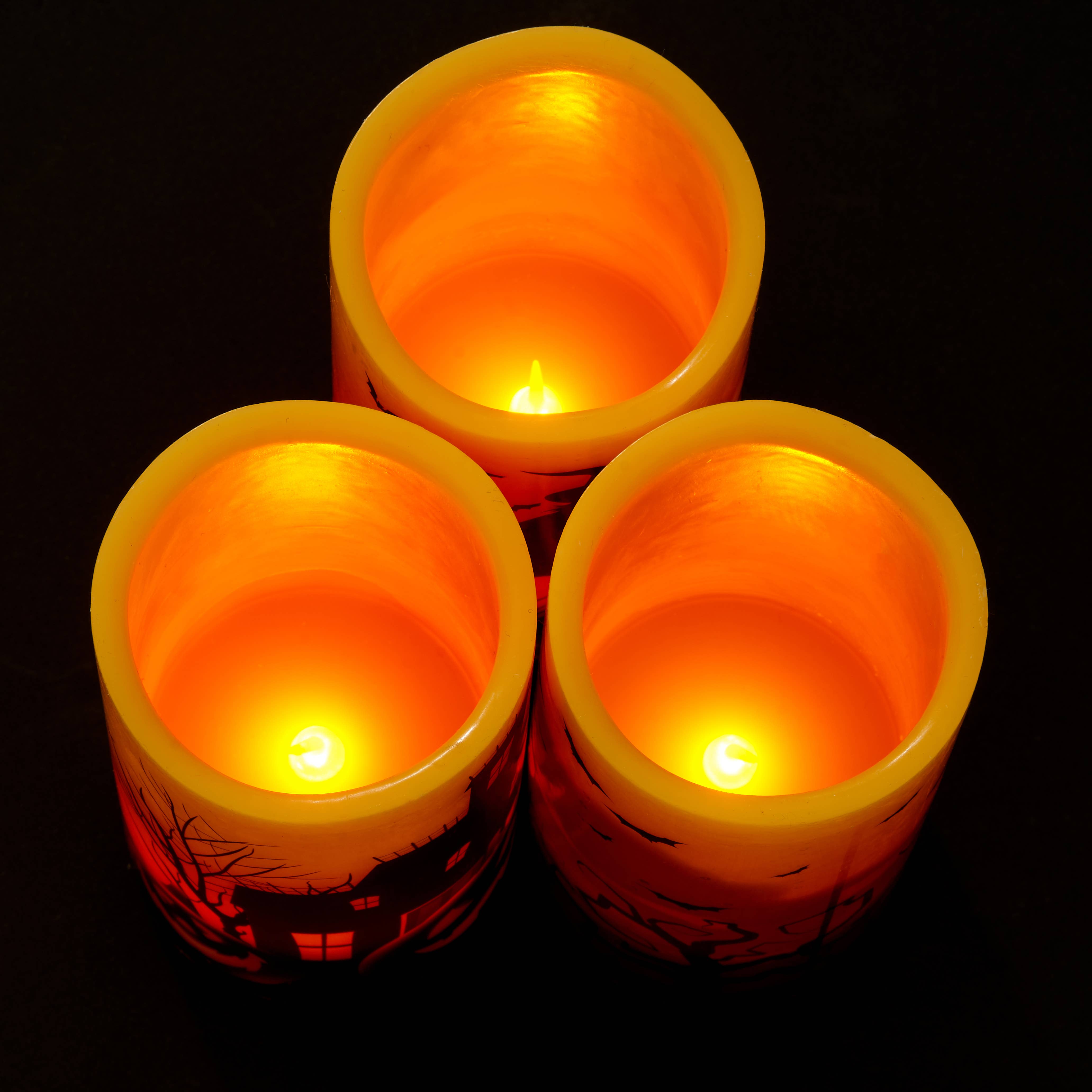 The Twiddlers – wholesale Flameless candle – 3 Halloween Real Wax Flameless Candles, LED Battery Operated5