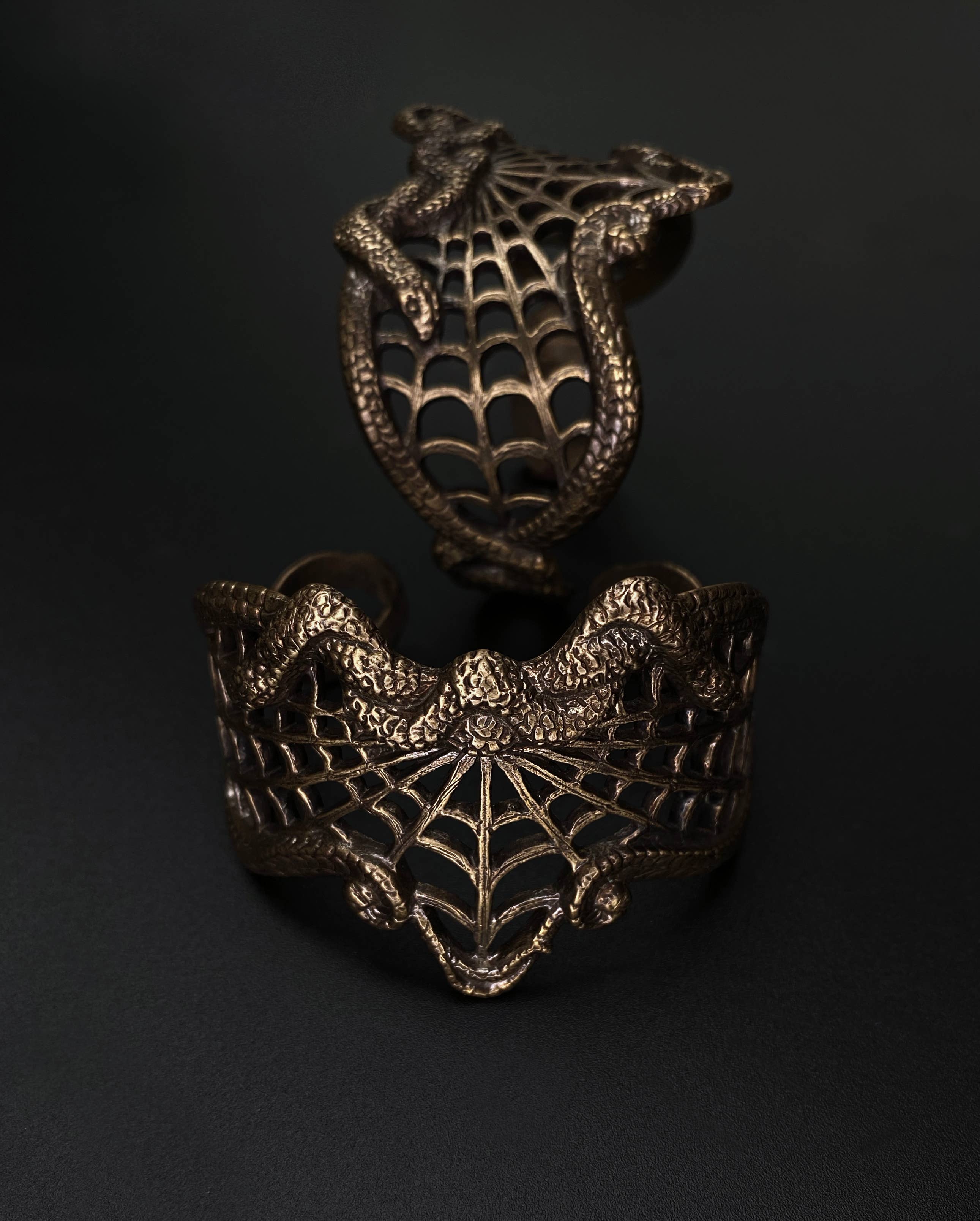 Miyu Decay - Wholesale Cuff Bracelet - Medusa's Lace Cuff in Brass and Sterling Silver4