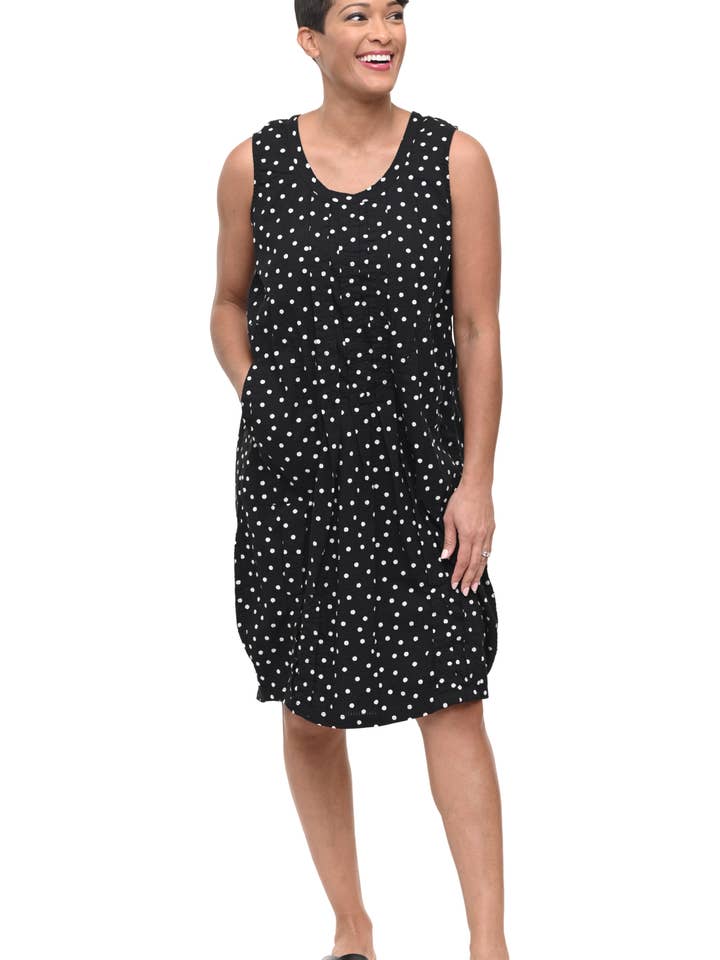 Tulip Clothing - Wholesale Dress - Women's - CV177 Santa Fe Dress in Black White Seersucker Dot