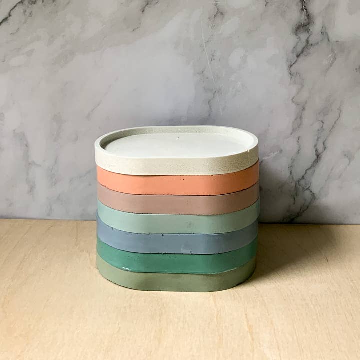 Left Corner Goods - Wholesale Decorative Tray - Concrete Oval Tray | candle catch all | Plant tray2