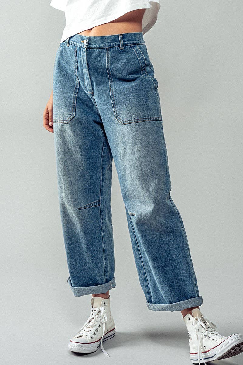 Engineered Leg Wide Leg Denim Jeans for wholesale on Faire8