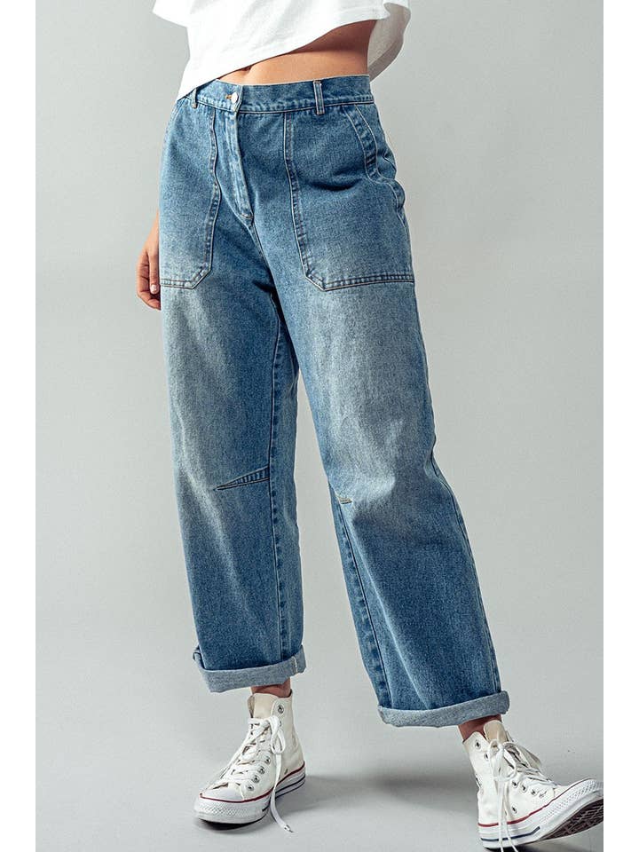 Engineered Leg Wide Leg Denim Jeans for wholesale on Faire8