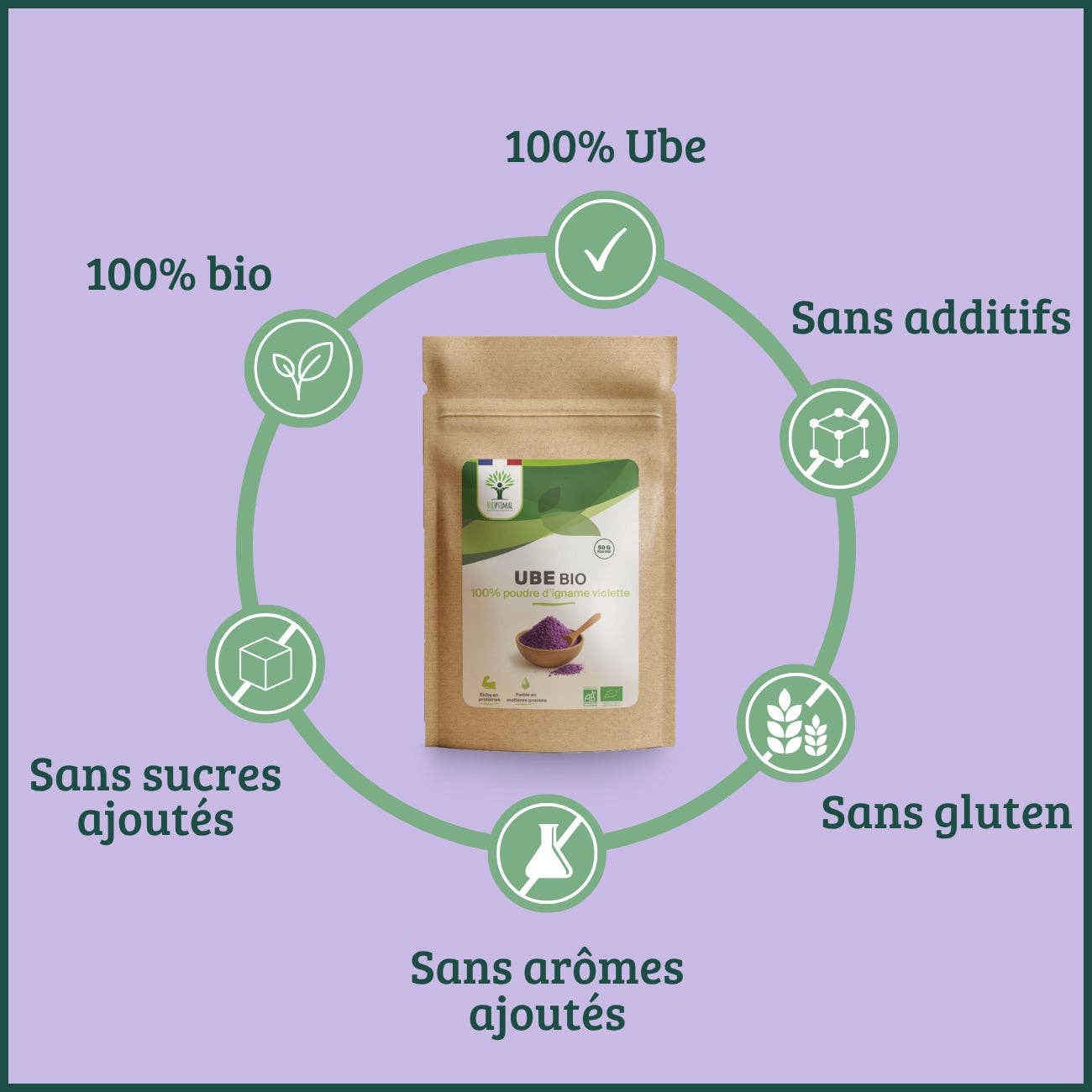 Bioptimal – Proteína/Superalimento em pó por atacado – Pó de ube bio - Bioptimal4