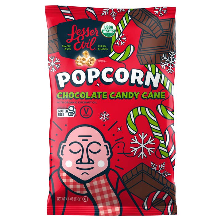 LesserEvil - Wholesale Popcorn - Organic Popcorn, Chocolate Candy Cane 4.6 oz