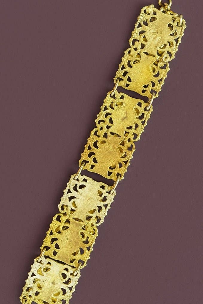 Wilde Aesthetics – Engroshandel Armbånd med led og kæde – Antik Art Nouveau Forgyldt Filigran Tidselarmbånd1