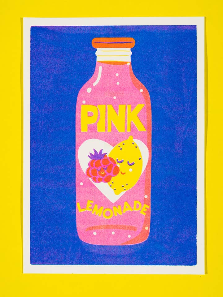 Impression Riso Citronnade Rose pour la vente par naomi wilkinson illustration