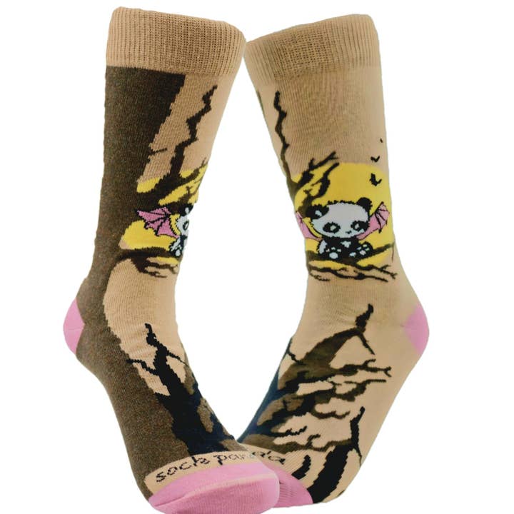 Majestic Bat Panda Sitting in a Tree Socks from Sock Panda for wholesale by Sock Panda