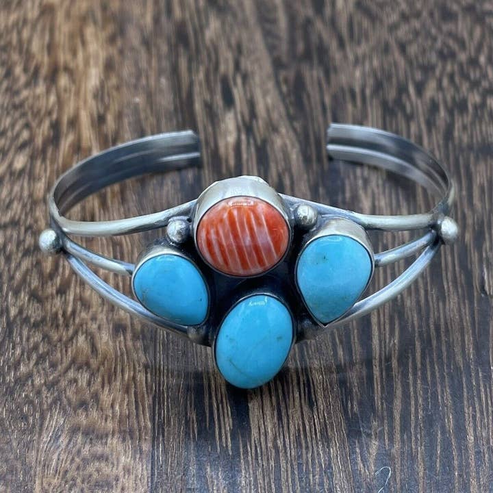 Native City Jewelry - Wholesale Cuff Bracelet - Native American Navajo Handmade Sterling Silver Multi Stone color Cuff Bracelet