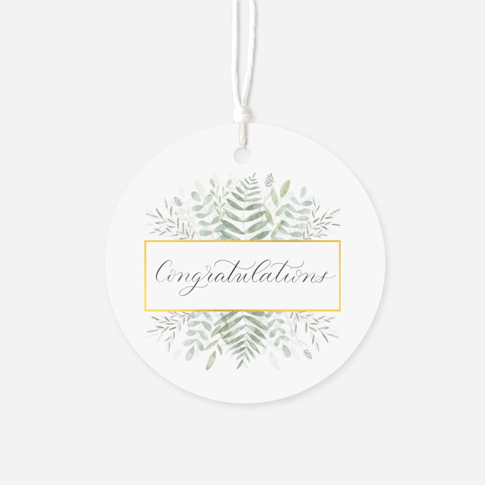 Blue Skies Lettering - Wholesale Gift Tag - "Congratulations" Round Gift Tag