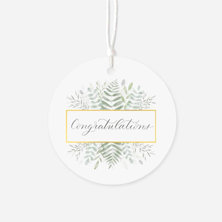 Blue Skies Lettering - Vendita all'ingrosso Etichetta regalo - Etichetta regalo rotonda "Congratulazioni" (Set di 6)