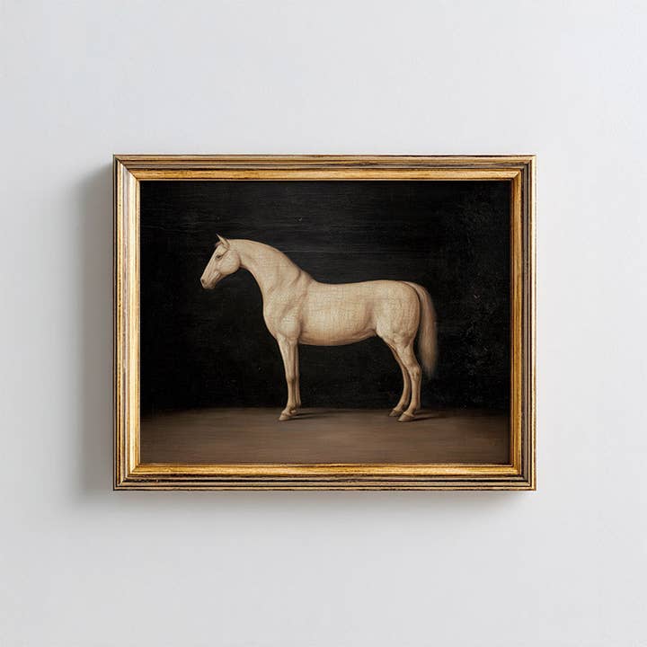 Hest på sort kunsttryk for engroshandel hos Paper House Print Shop