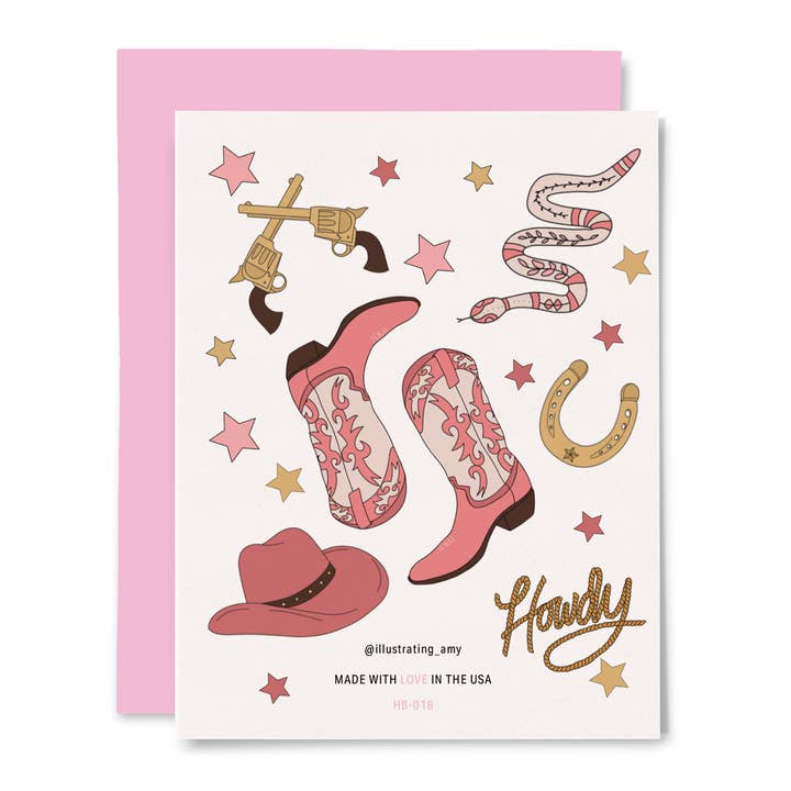Illustrating Amy - Vente Cartes d'anniversaire - Carte Happy Birthday Cowgirl1