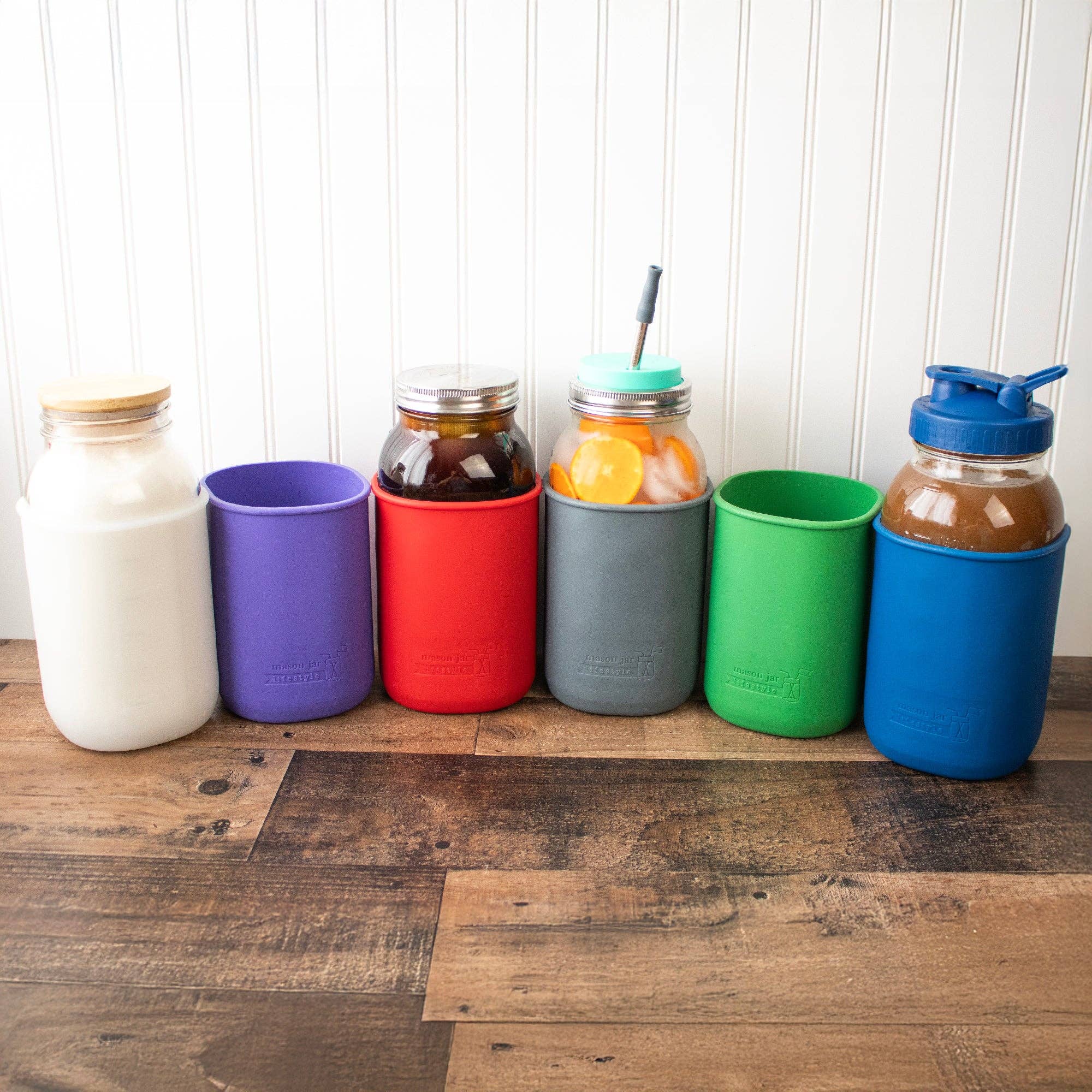 Mason Jar Lifestyle - Vente Housses de boisson - Manchon en silicone pour pots Mason d'un demi-gallon de 64 oz20