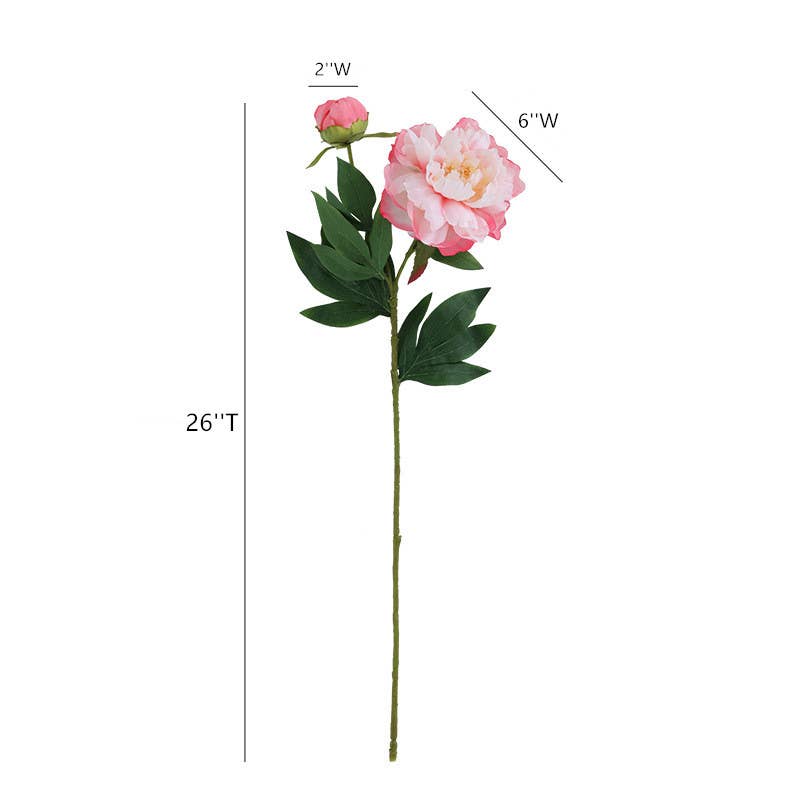 Sweet Home Deco - Wholesale Artificial Flowers - 26''T Silk Artificial Peony Spray, Spring Blooming Peonies 12