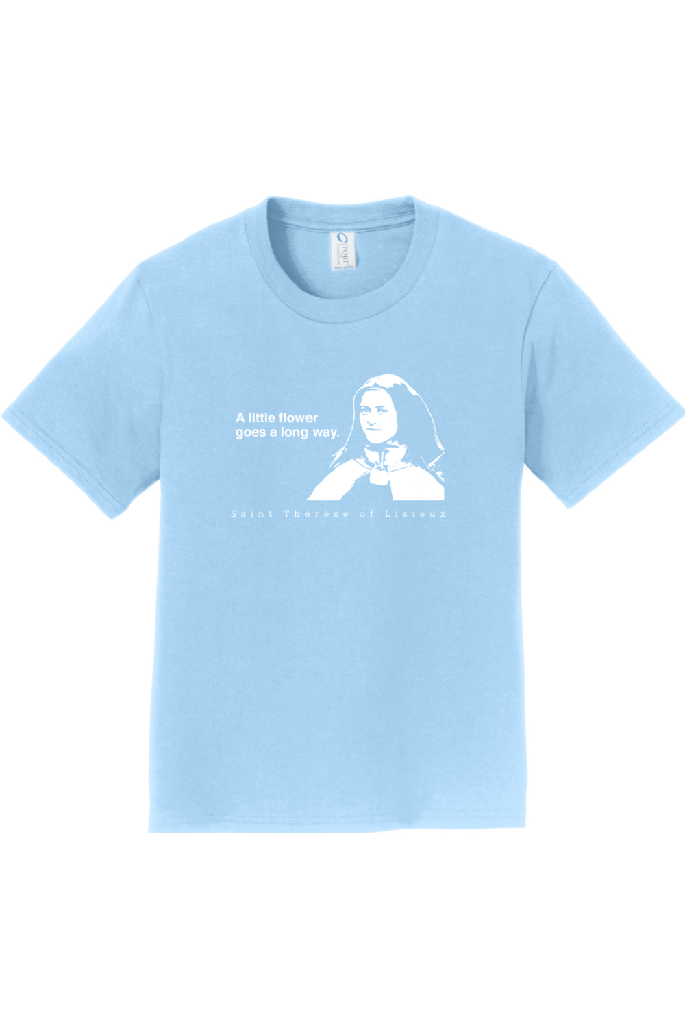 Sock Religious - Wholesale Screen Printed T-Shirt - Kids - A Little Flower Goes a Long Way - St. Thérèse of Lisieux - Youth T-Shirt5