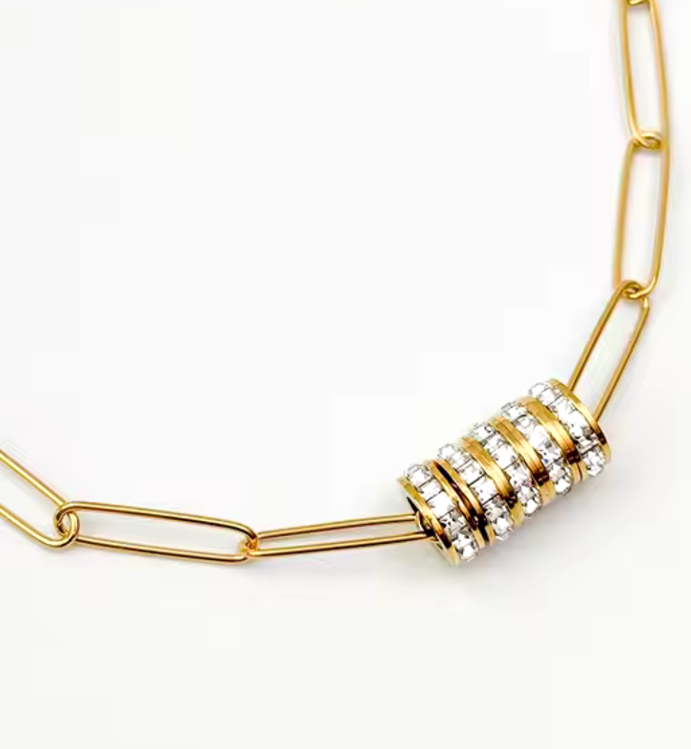 HoopLa – wholesale Link & chain necklace – Mia Paperclip Necklace-Pavé Rings-Stainless Steel- 14K CZ1