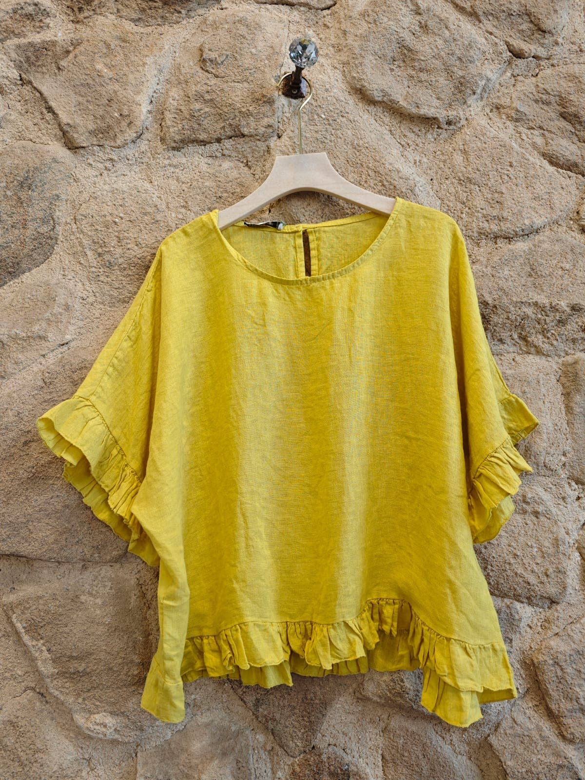 Linen & More - Wholesale Blouse - Women's - REF 10740 100% LINEN RUFFLE BLOUSE6
