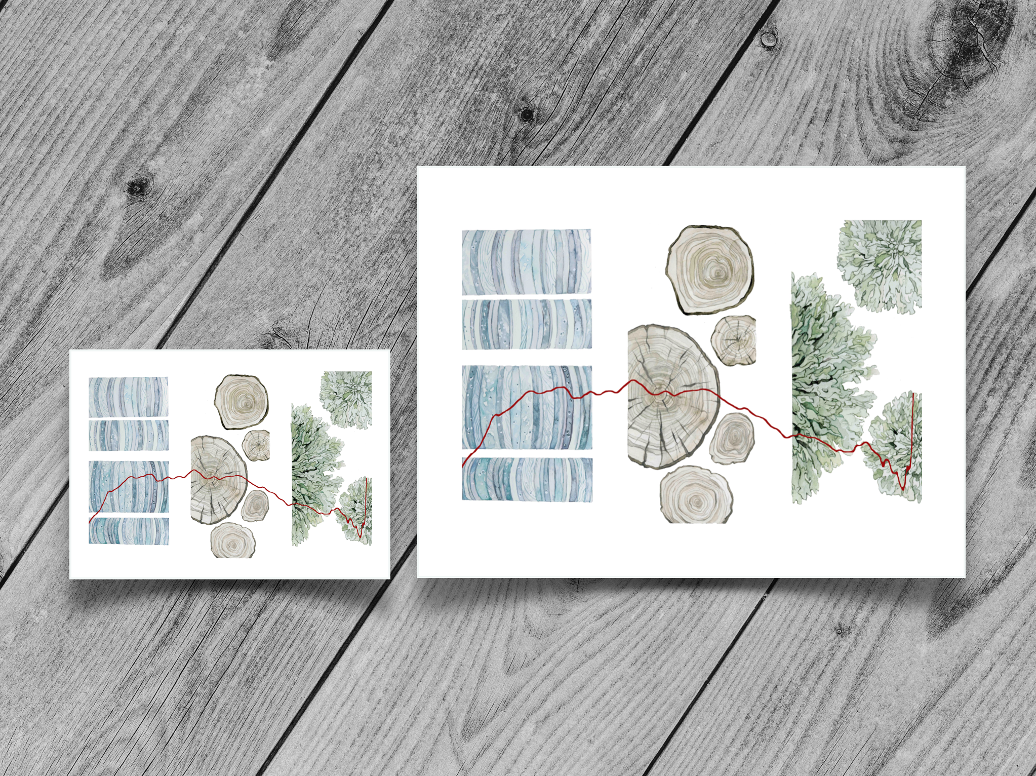 Jill Pelto Art - Wholesale Art Print - Ice Core, Tree Rings, and Lichen Art Print0