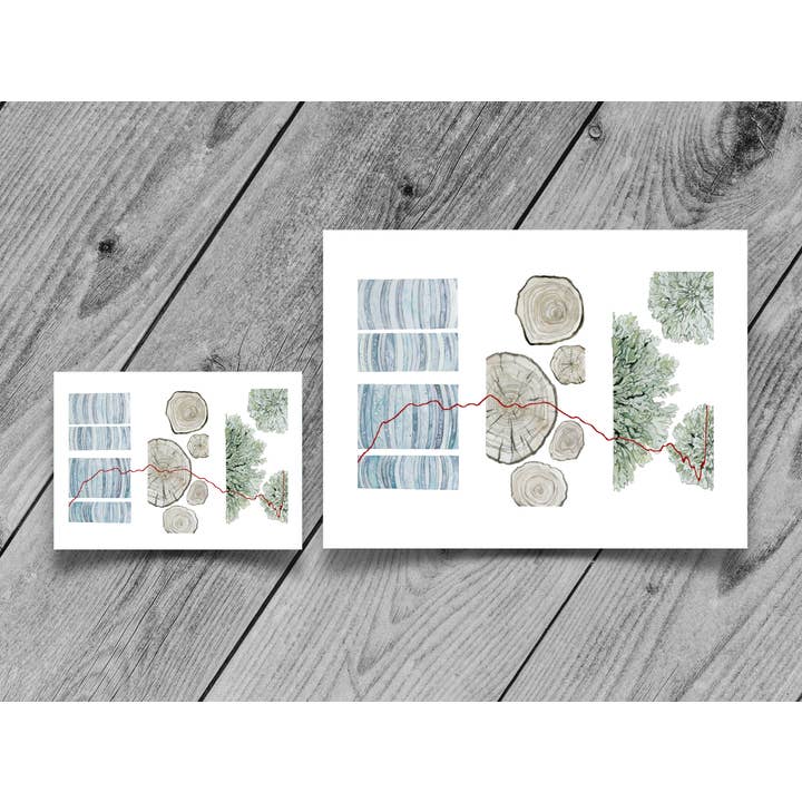 Jill Pelto Art - Wholesale Art Print - Ice Core, Tree Rings, and Lichen Art Print