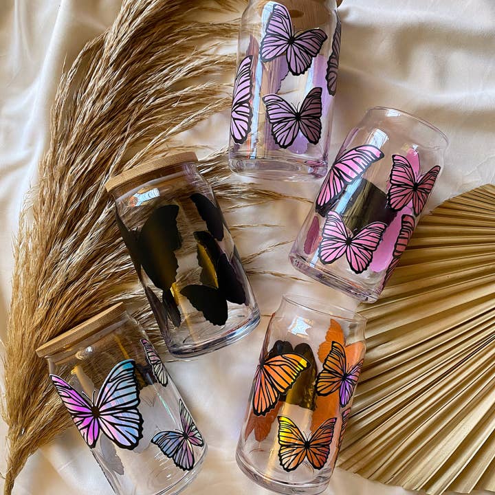 Butterfly Glass Cup for wholesale by amarieacreates
