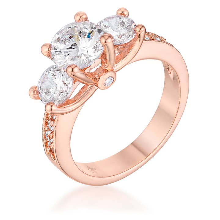 Dazzling Three Stone Engagement Ring with CZ for wholesale by JewelScent