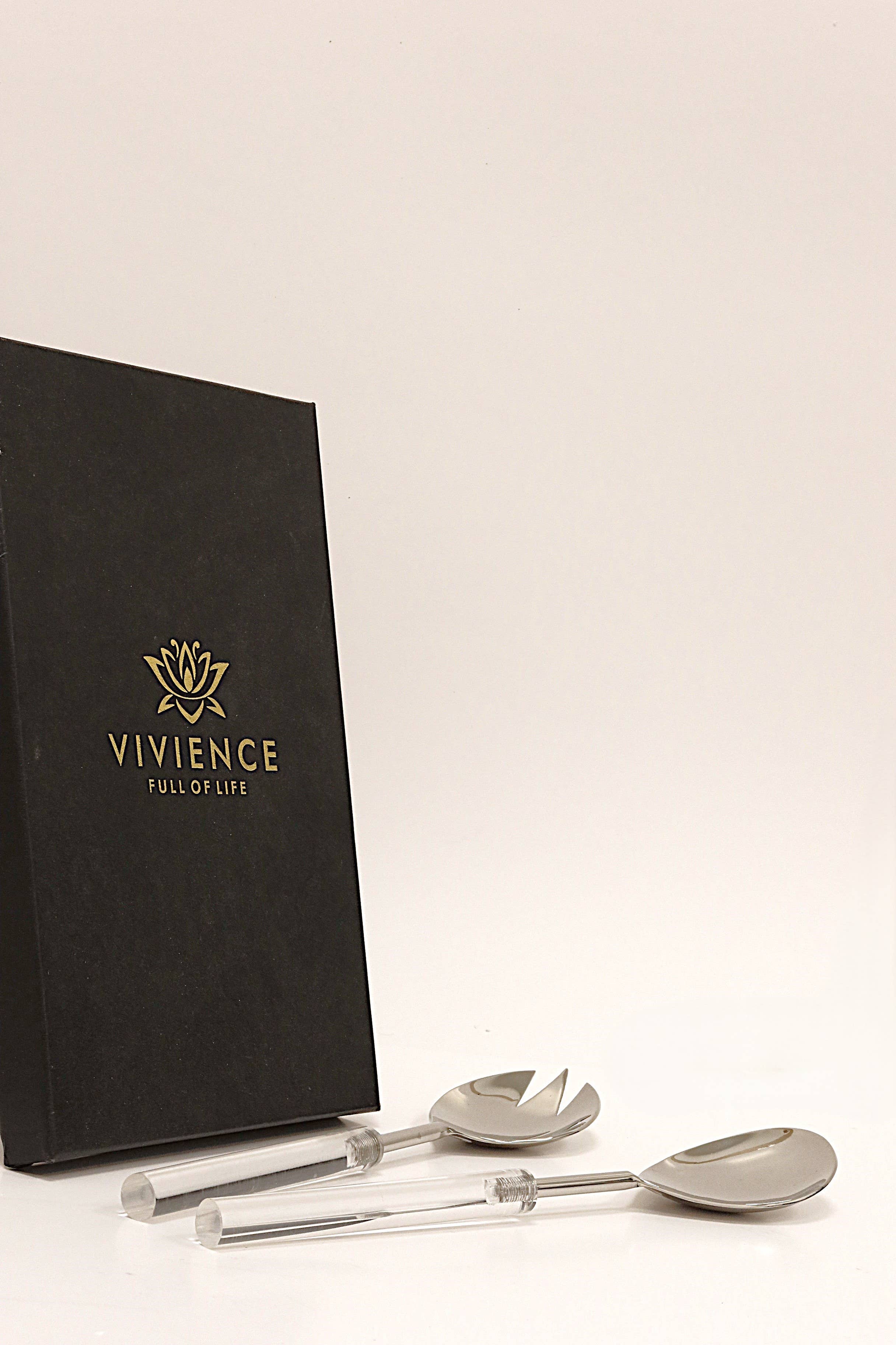 VIVIENCE – wholesale Serving utensil – Cake/Salad Server Set with Marble Handle3