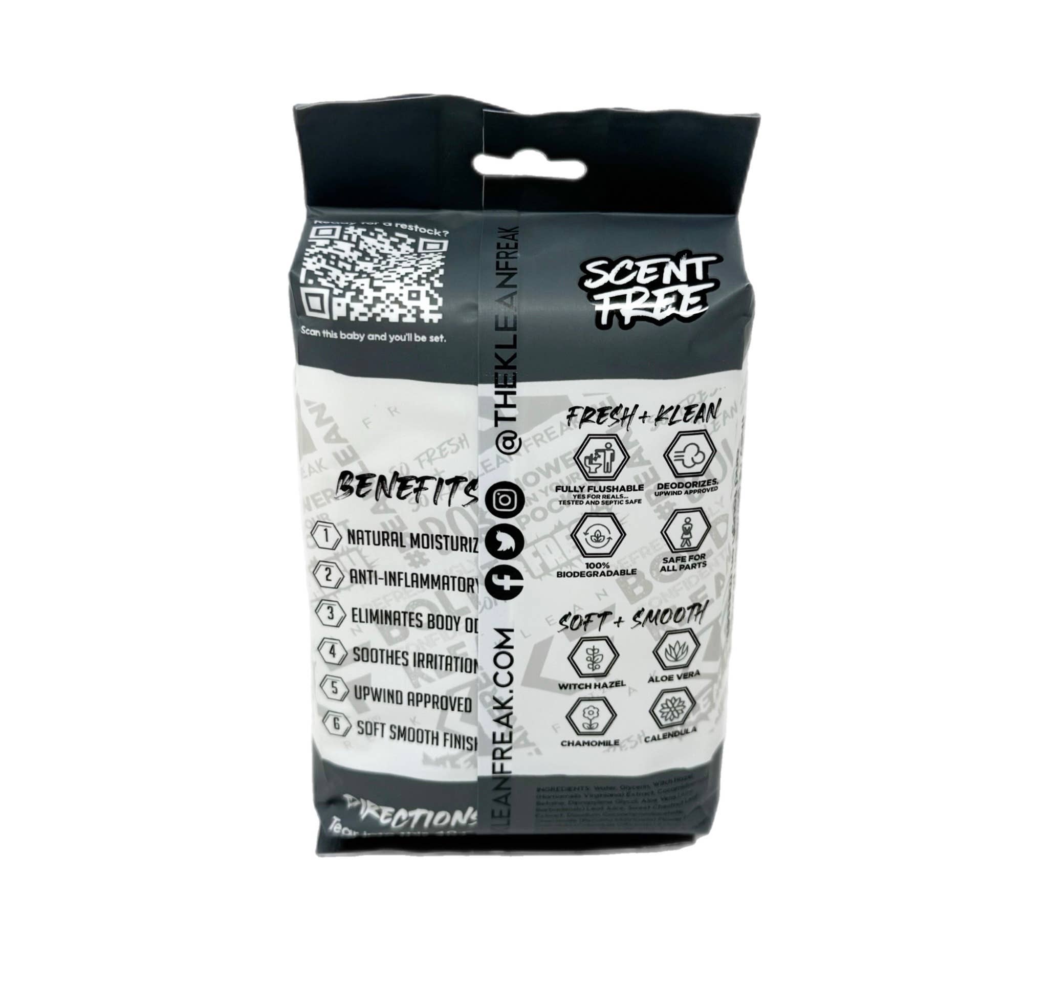 Klean Freak - Wholesale Face & Body Wipes - The Flusher 40 Pak - 3 Pak Box - Scent Free2