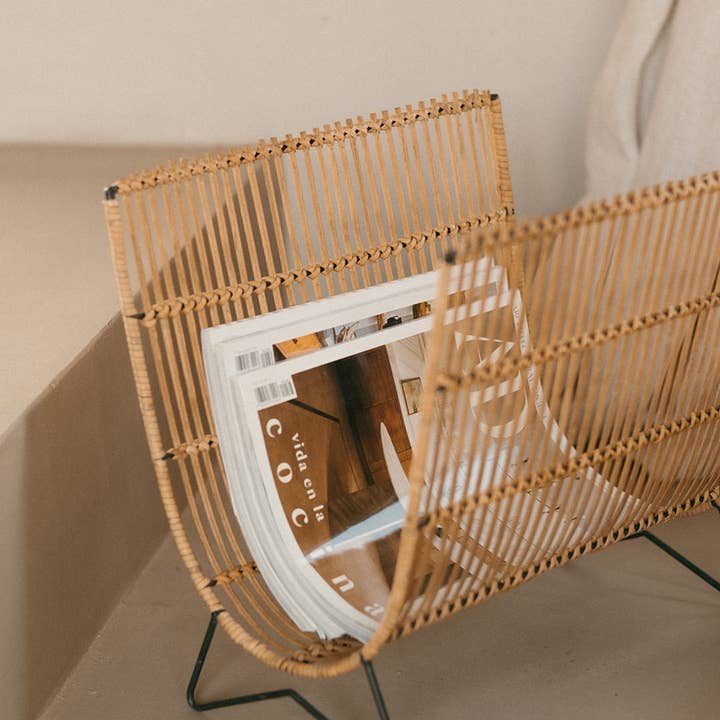 Brown bamboo floor magazine rack for wholesale by Andrea House