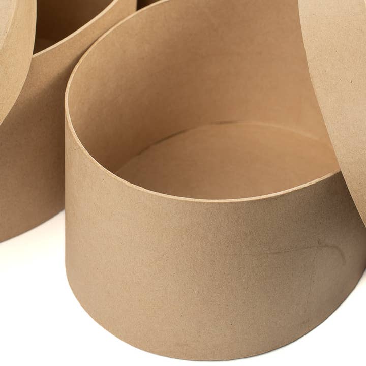 Factory Direct Craft - Wholesale Gift box - Premade 3-Piece Paper Mache Nested Oval Box Set 4