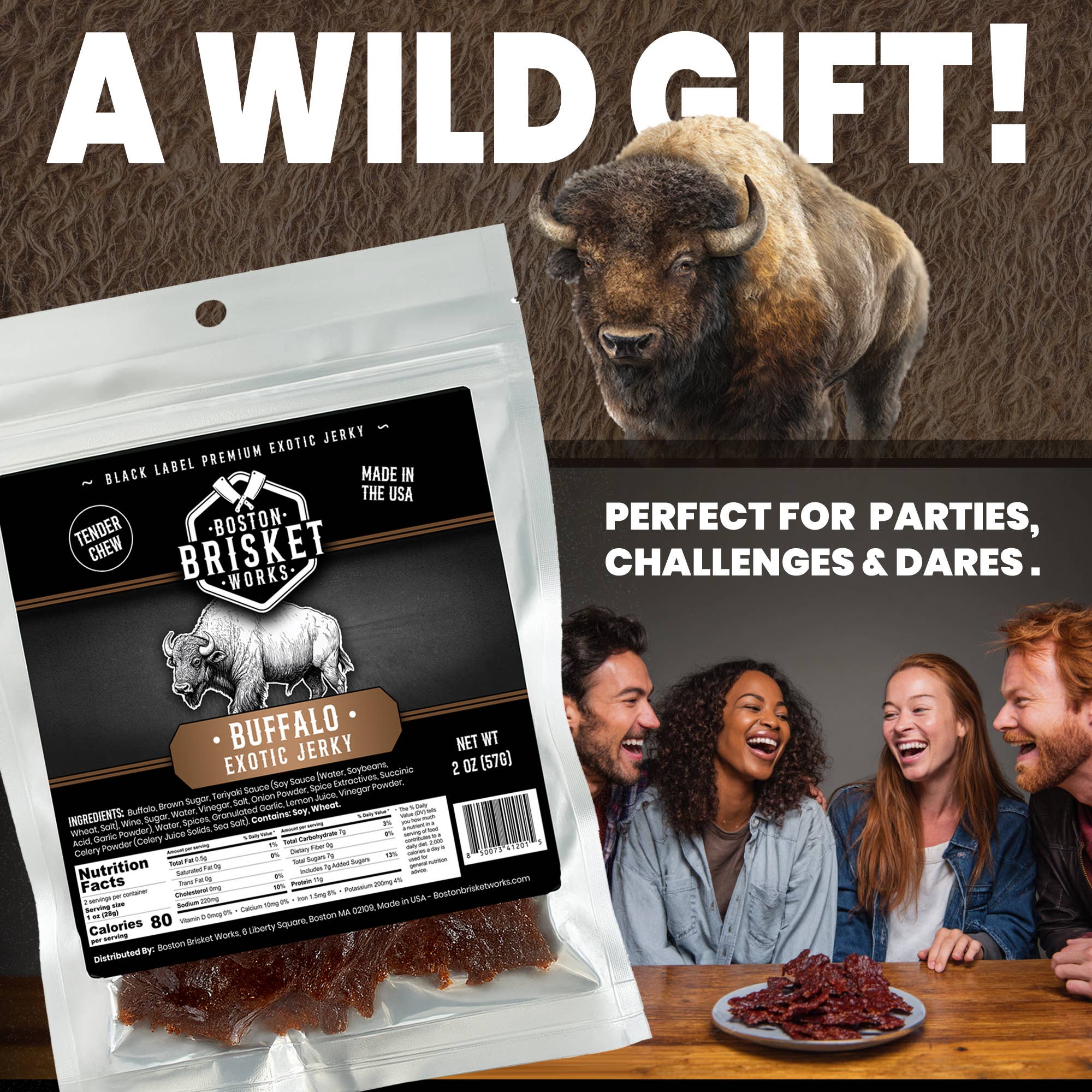 Boston Brisket Works - Wholesale Jerky - Exotic Jerky "Buffalo"2