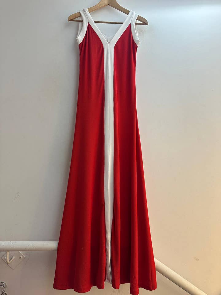 LORIANE - Vendita all'ingrosso Vestito - Donna - 9655 Abito lungo bicolore con spalline10