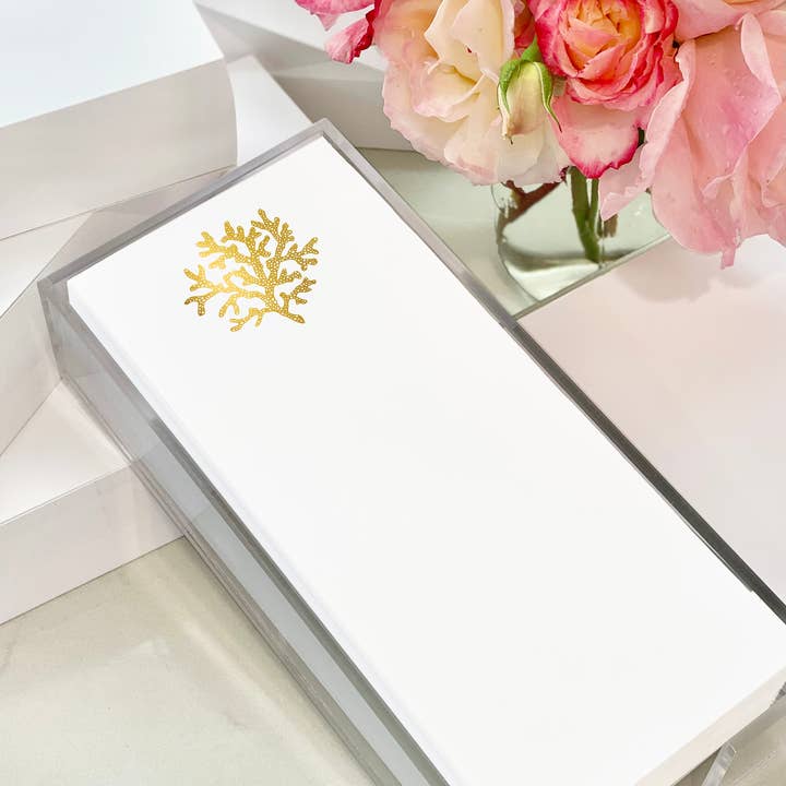 Black Ink - Wholesale Notepad - Long Skinny Gold Foil Coral Notepad1