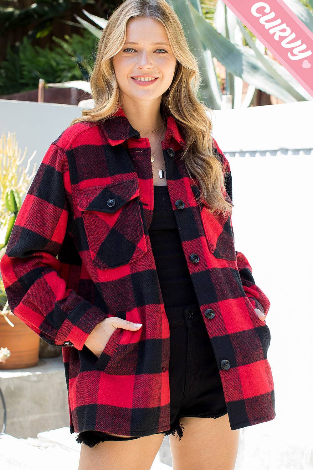Sweet Lovely by Jen - Wholesale Shirt Jacket/Shacket - Women's - OUTERWEAR PLUS SIZE  FLANNEL  SHACKET 5