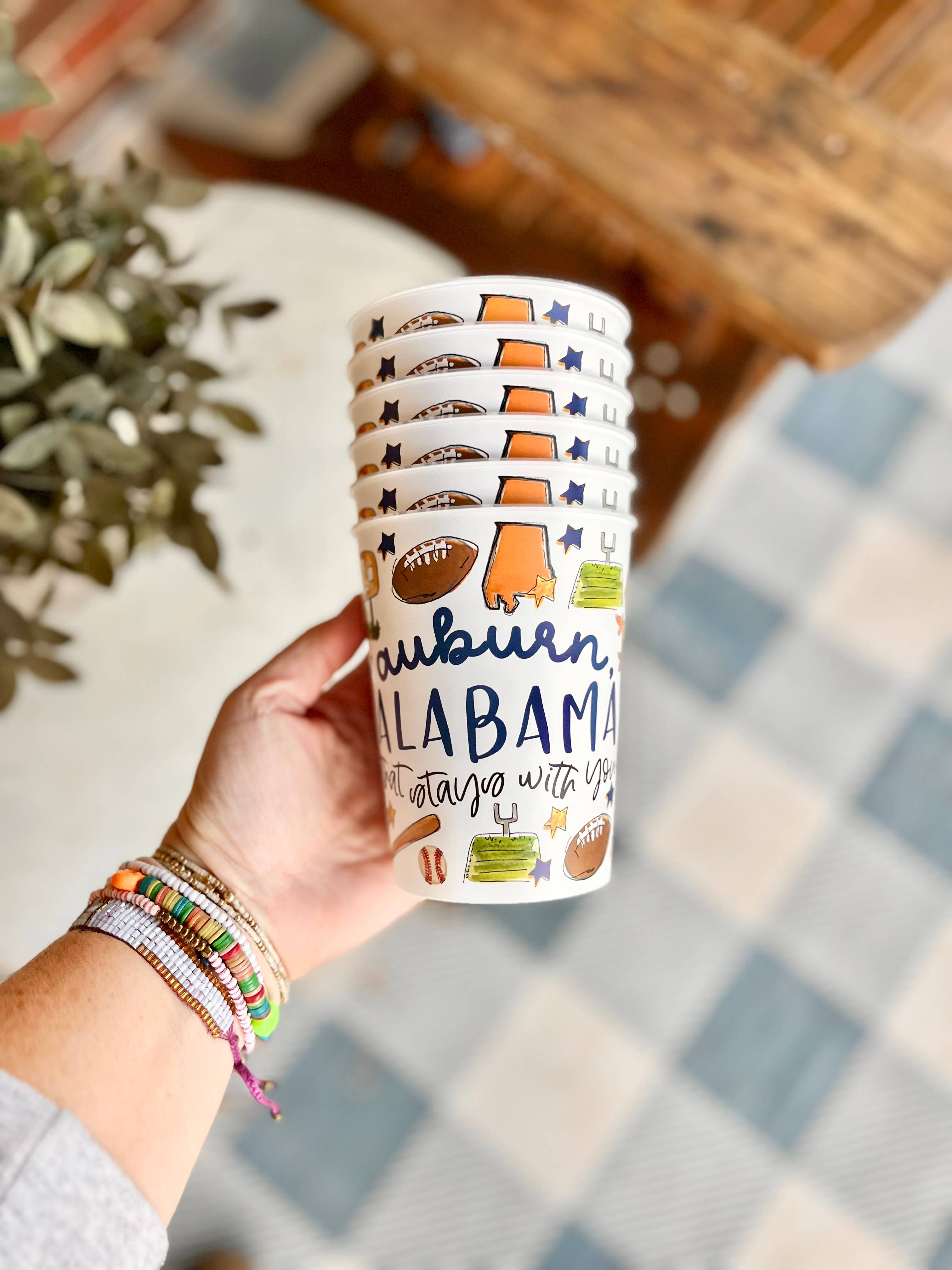 Happy By Rachel, LLC - Wholesale Drinking Glass/Cup - Auburn, AL Multi-Sport Reusable Cups, tailgating0