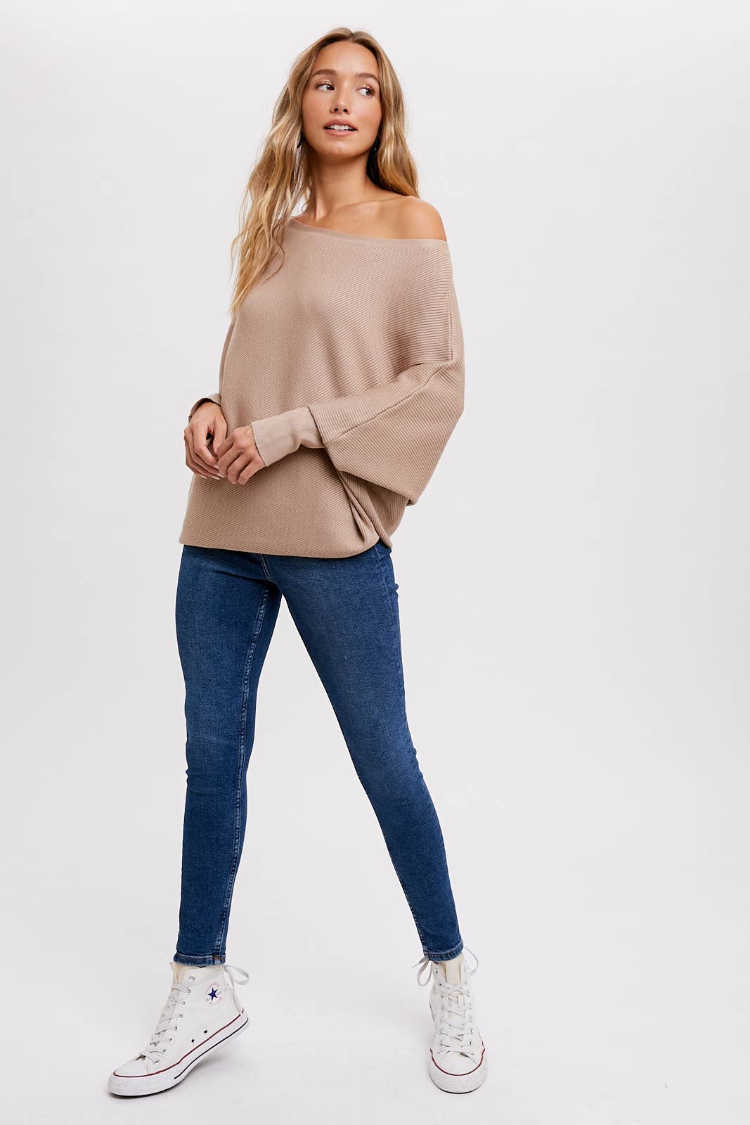 Bluivy - Wholesale Knit Sweater - Women's - ASYMMETRICAL OPEN SHOULDER DOLMAN PULLOVER52