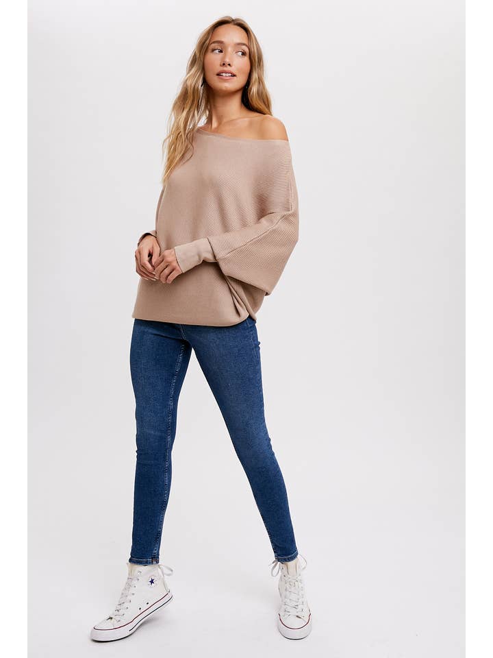 Bluivy - Wholesale Knit Sweater - Women's - ASYMMETRICAL OPEN SHOULDER DOLMAN PULLOVER52