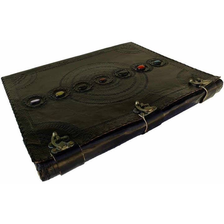 Tuzech Leather - Wholesale Journal/Diary - Seven Chakra Leather Journal – Handmade Embossed Diary 13"2