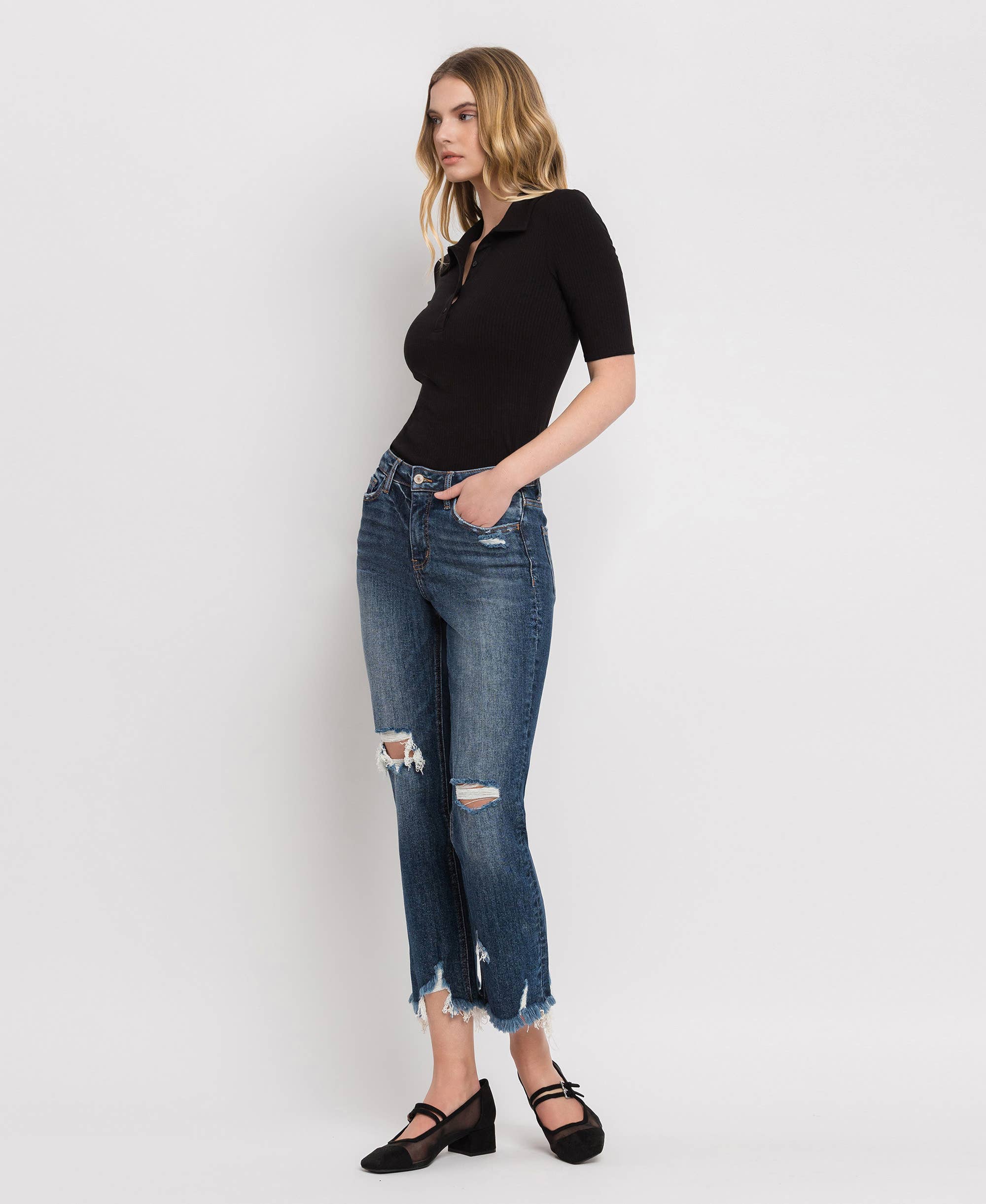 Suffice HIGH RISE CROP STRAIGHT JEANS LV1008 for wholesale on Faire10