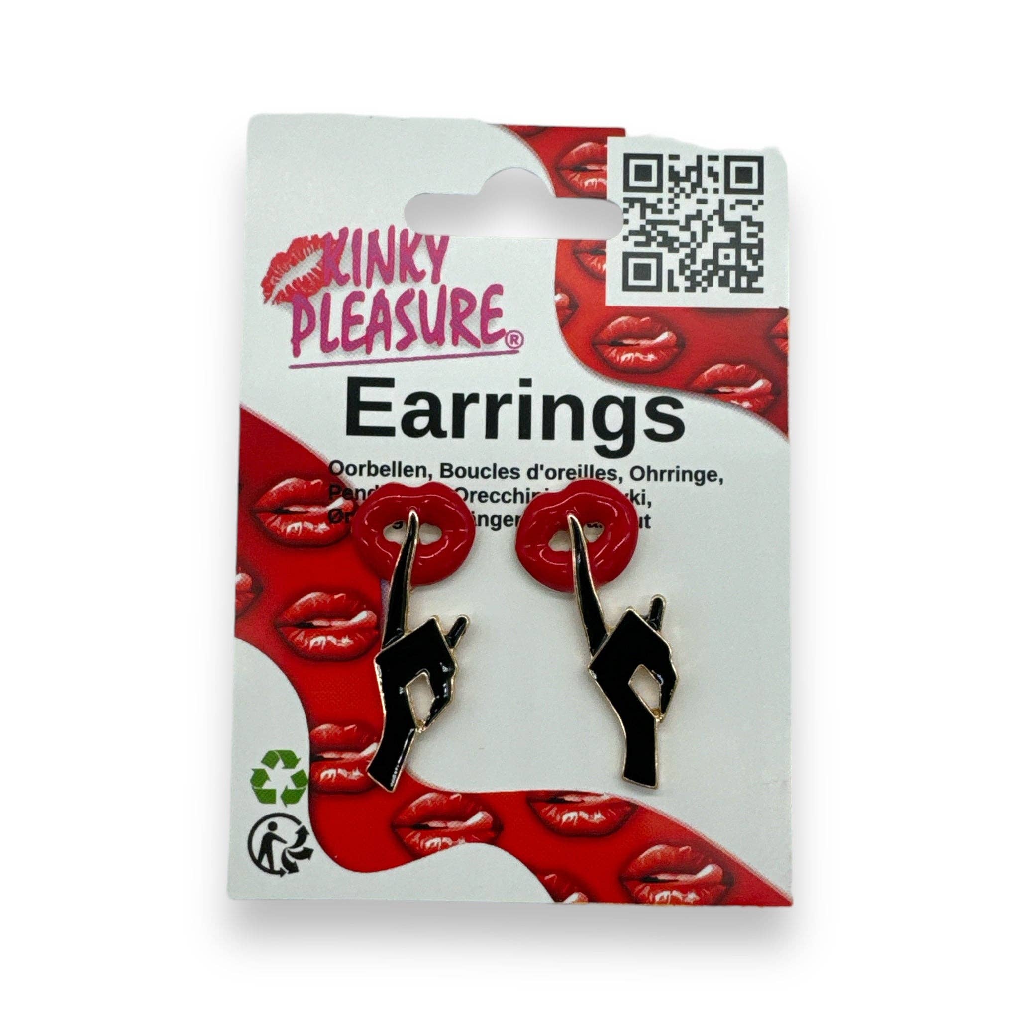 Kinky Pleasure - Wholesale Dangle Earrings - Kinky Pleasure - S029 - Earrings - Lips With Hand - SSST Be Quiet1