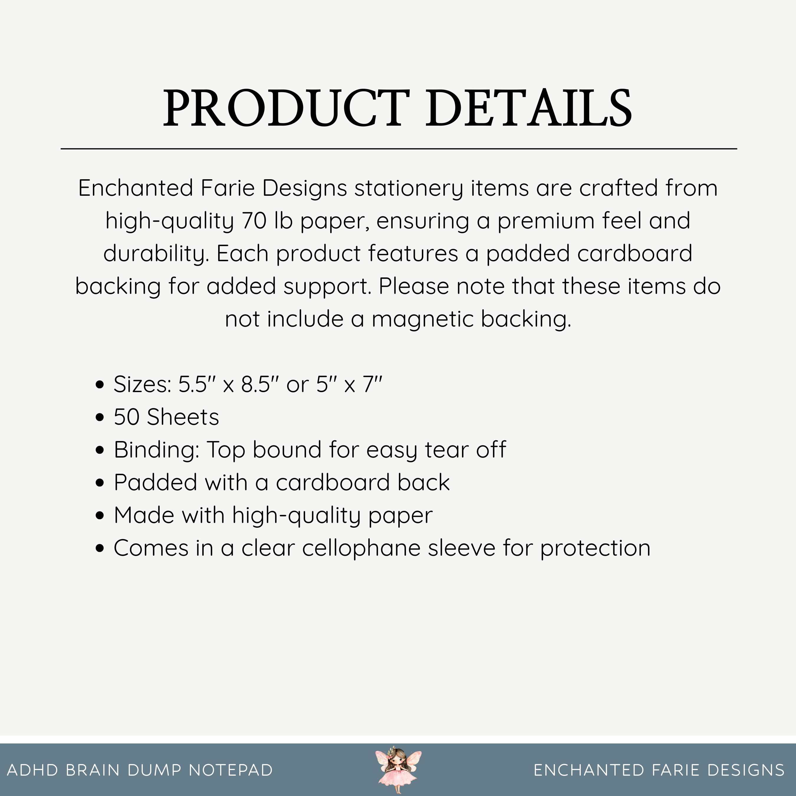 Enchanted Farie Designs - Wholesale Notepad - ADHD Brain Dump Notepad1