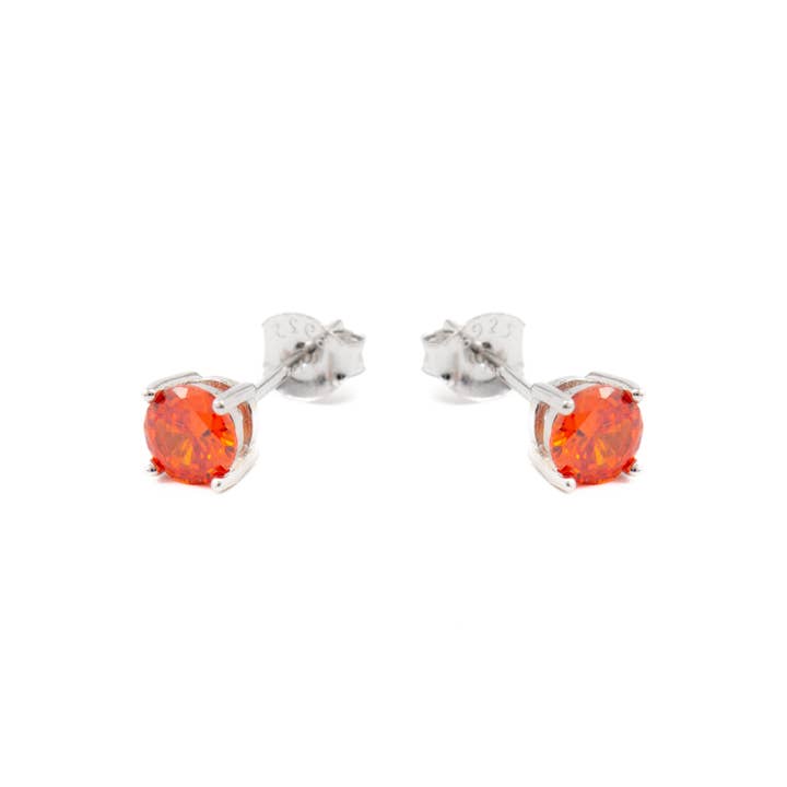 Luxenter - Wholesale Stud/Post Earrings - Pendientes de Plata de Ley 925 con Circonita Naranja acabado Rodio - Iona1