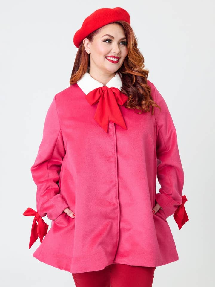 Smak Parlour Plus Size Roze & Rode Strikken Topjas voor wholesale door Unique Vintage