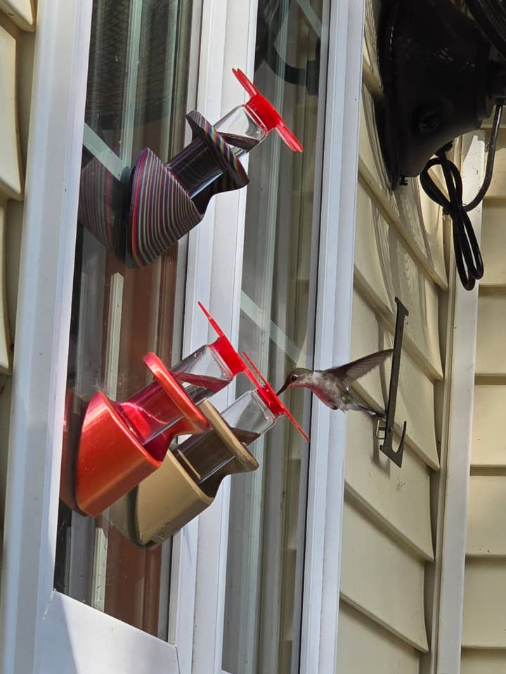 Recycled Poly Window Hummingbird Feeder Many Color Options for wholesale by Flying Heart Threads