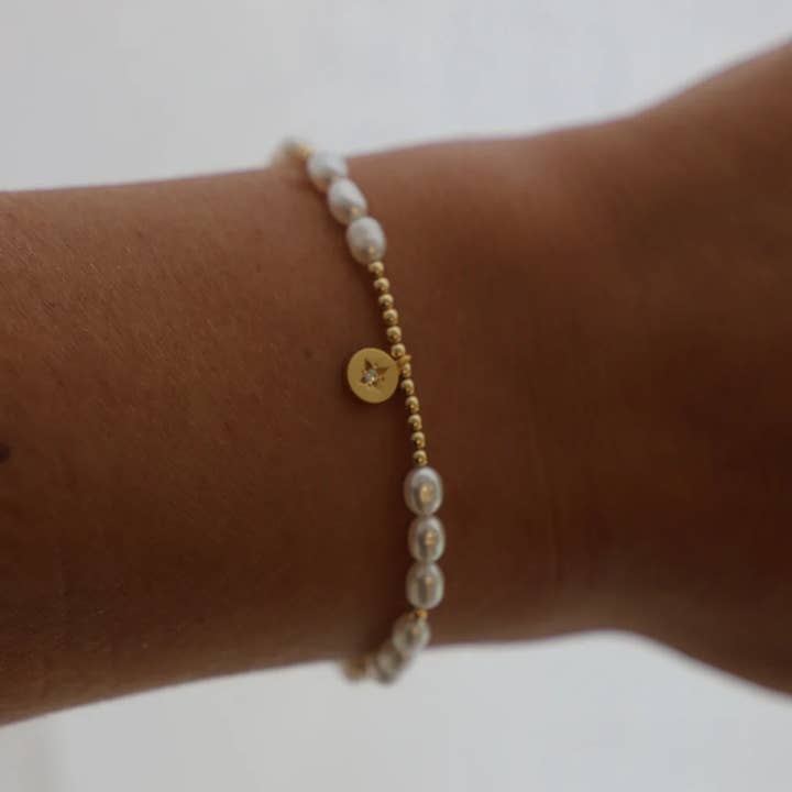 Katie Waltman Jewelry - Wholesale Beaded Bracelet - PEARL STAR CHARM BRACELET